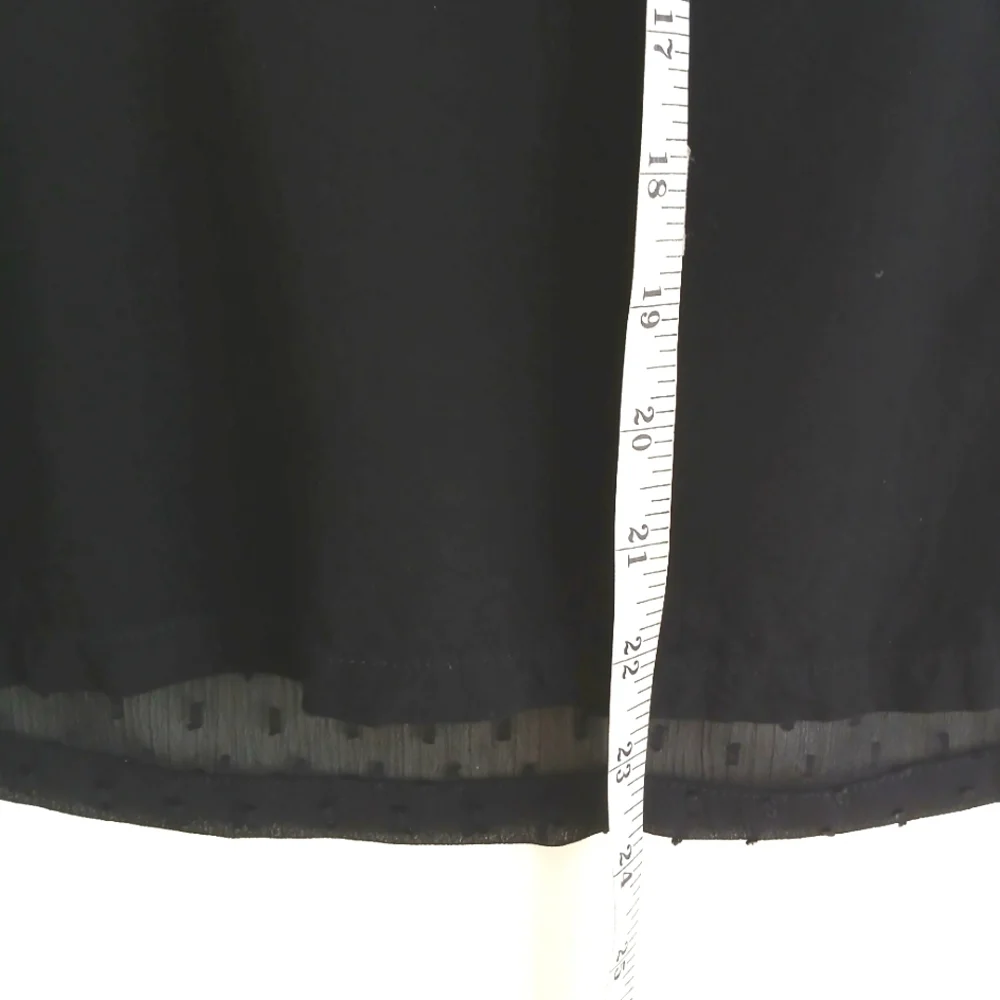MOLLY BRACKEN Black Swiss Dot Sheer & Jersy  Women's Top Cap slv   Sz S - Picture 11 of 16